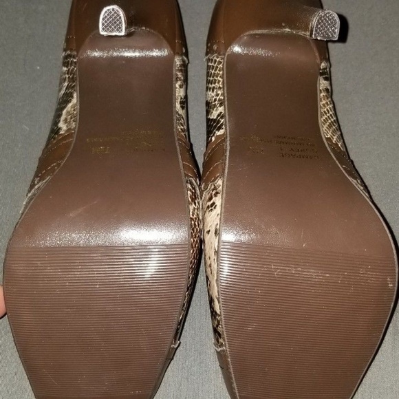Brown Snakeprint Oxford Stiletto Heels 7 1/2 M - Picture 4 of 5